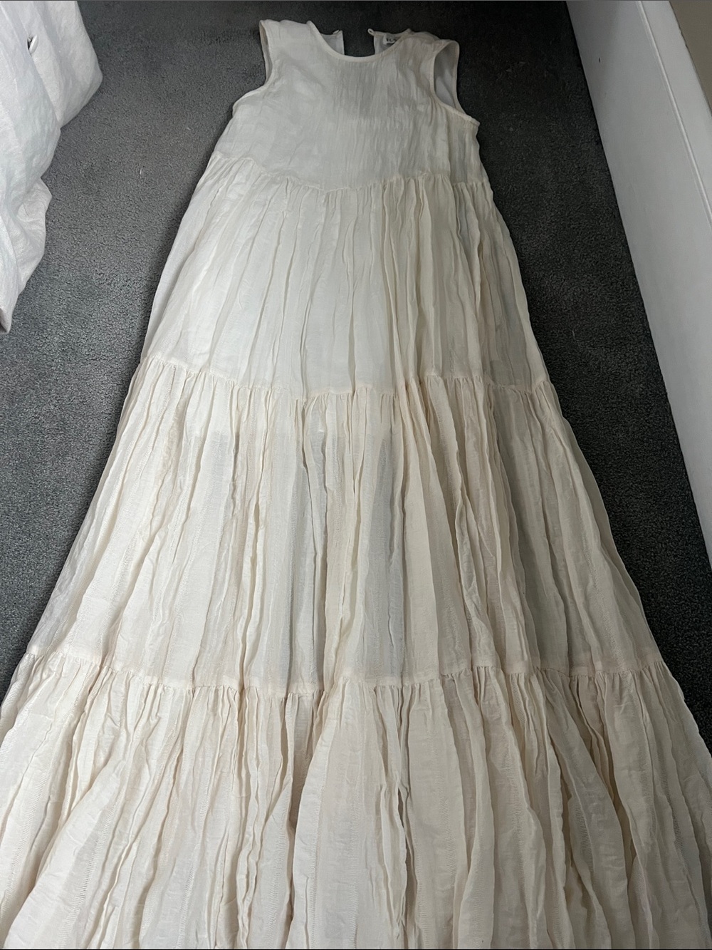 RAEY Flowy Tiered Maxi Dress in Soft Cream